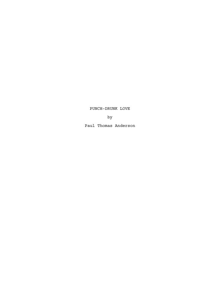 Punch-Drunk Love screenplay first page