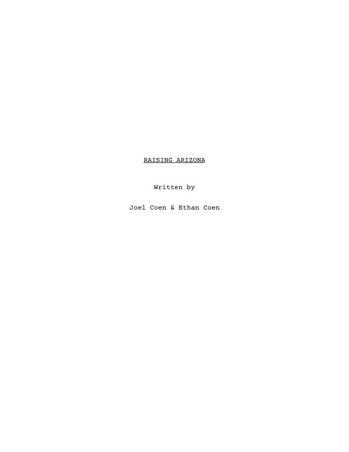 Raising Arizona screenplay first page