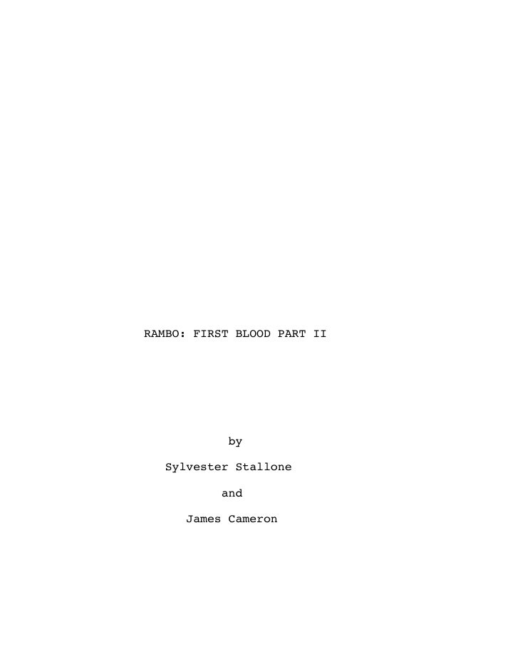 Rambo: First Blood Part II screenplay first page