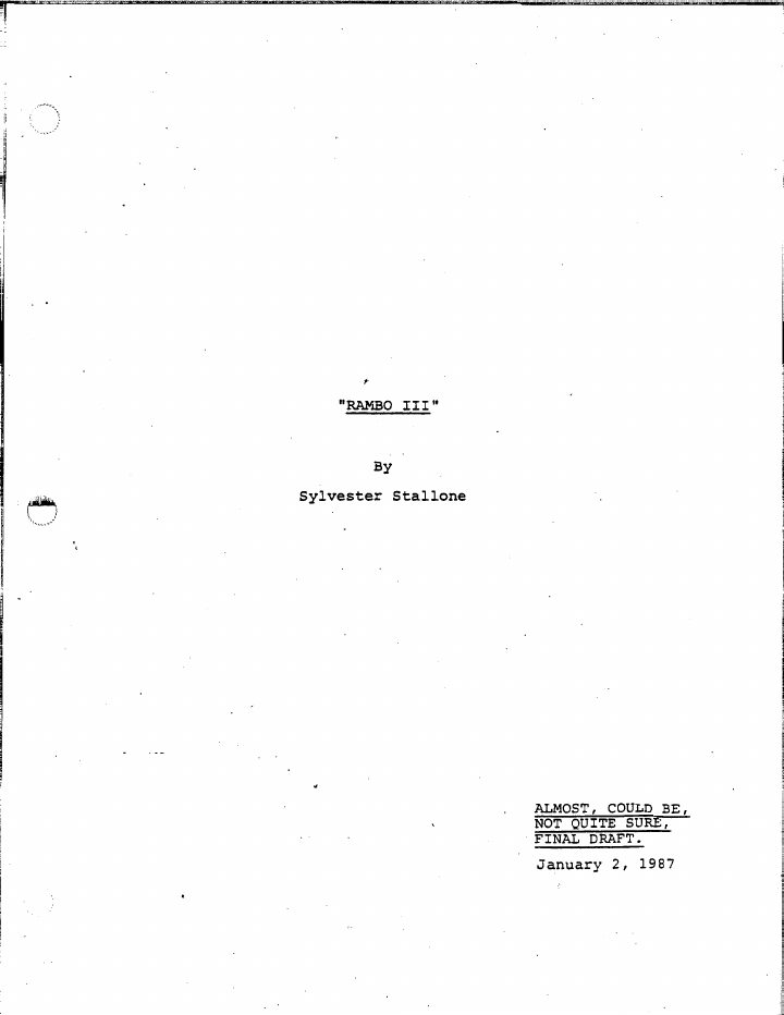 Rambo III screenplay first page