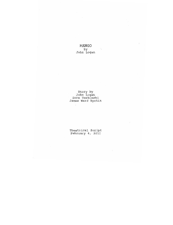 Rango screenplay first page