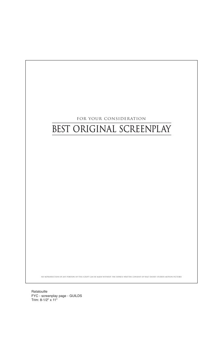 Ratatouille screenplay first page