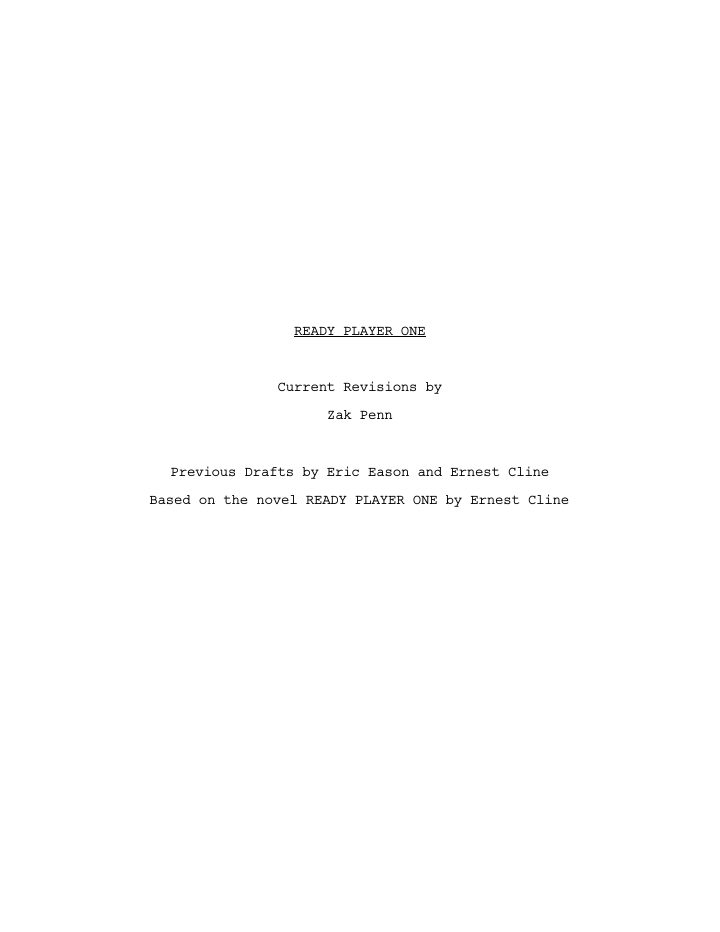 Ready Player One screenplay first page