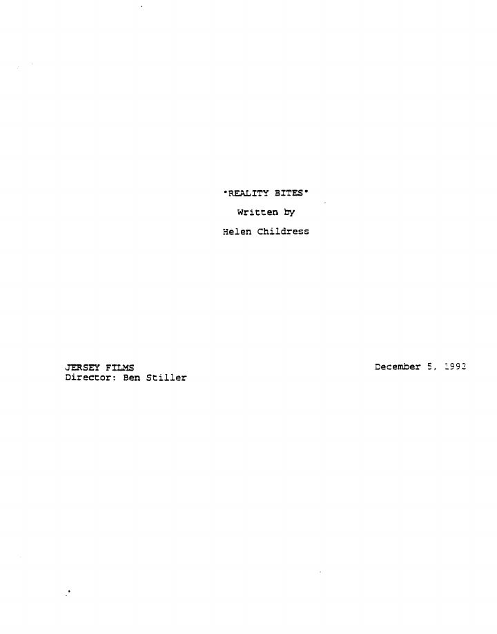 Reality Bites screenplay first page