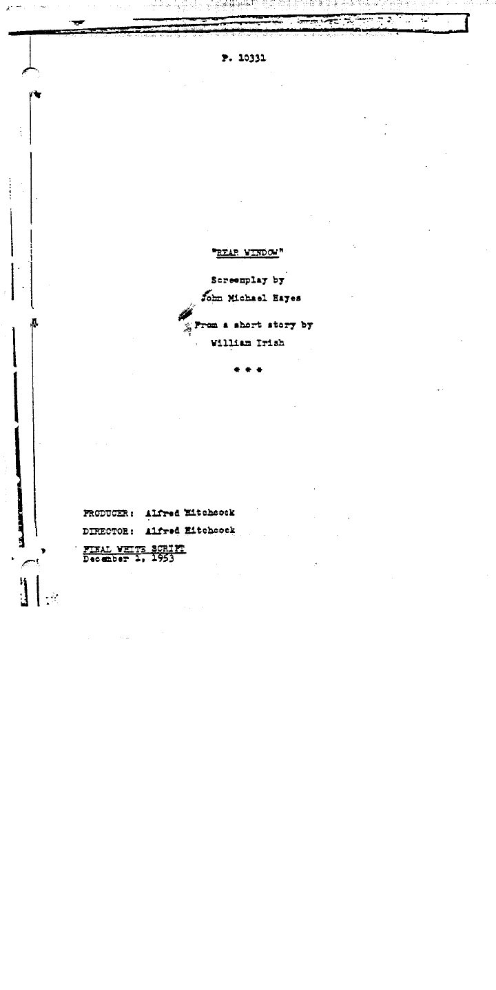 Rear Window screenplay first page