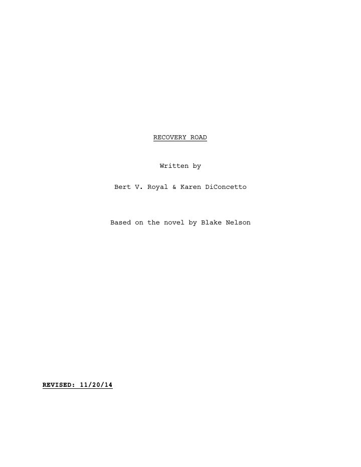 Recovery Road: 101: Blackout screenplay first page