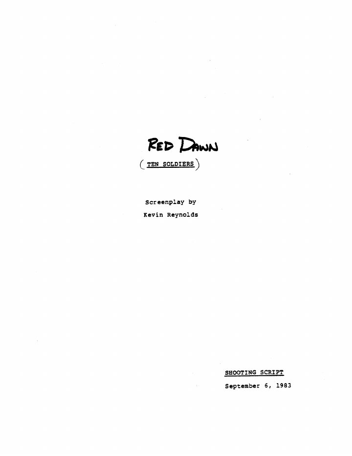Red Dawn screenplay first page