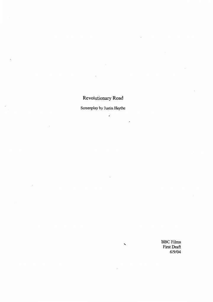 Revolutionary Road screenplay first page
