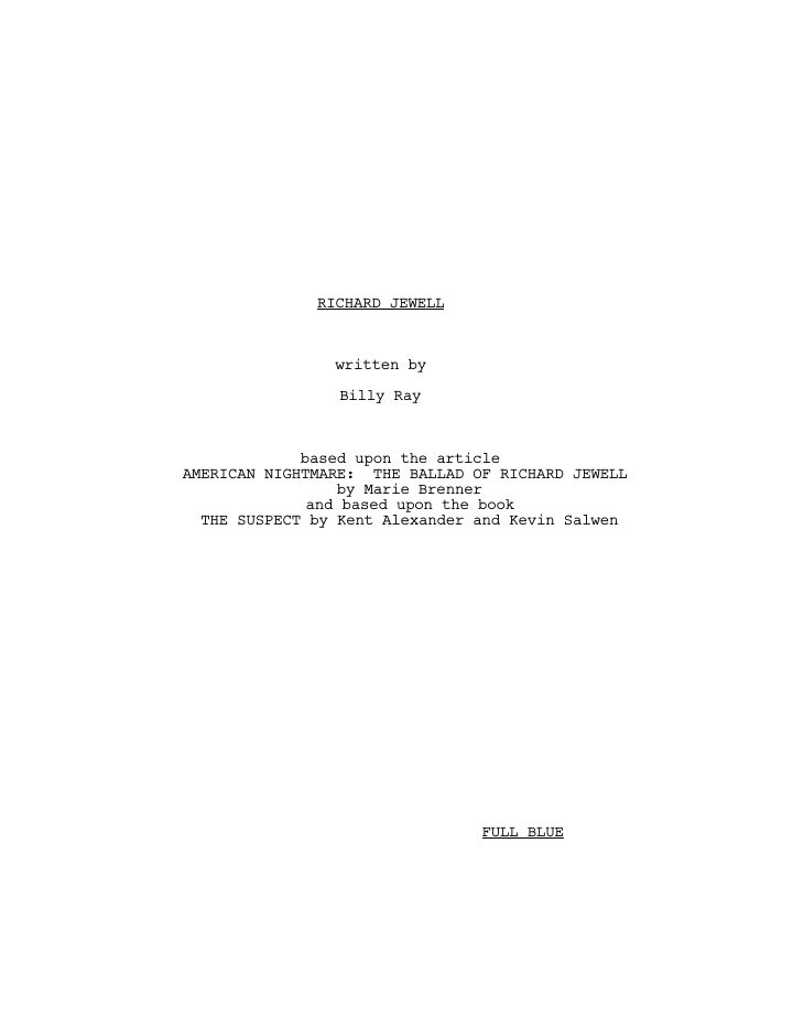 Richard Jewell screenplay first page