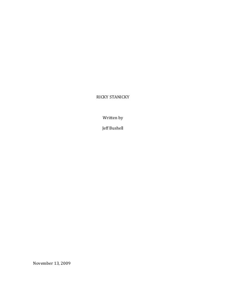 Ricky Stanicky screenplay first page