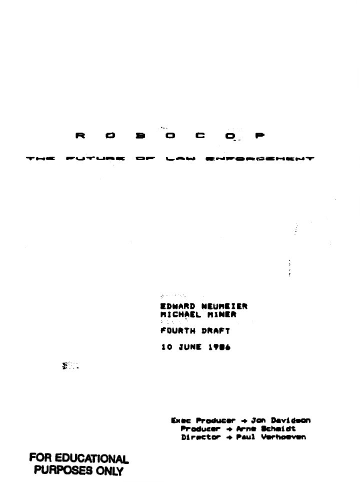 RoboCop screenplay first page