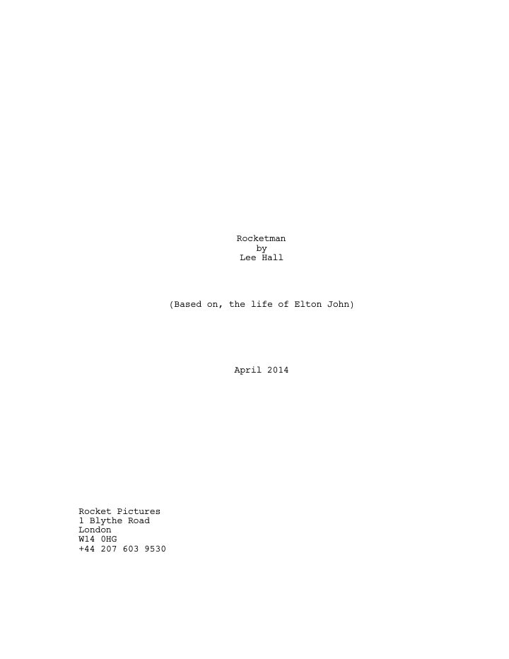 Rocketman screenplay first page