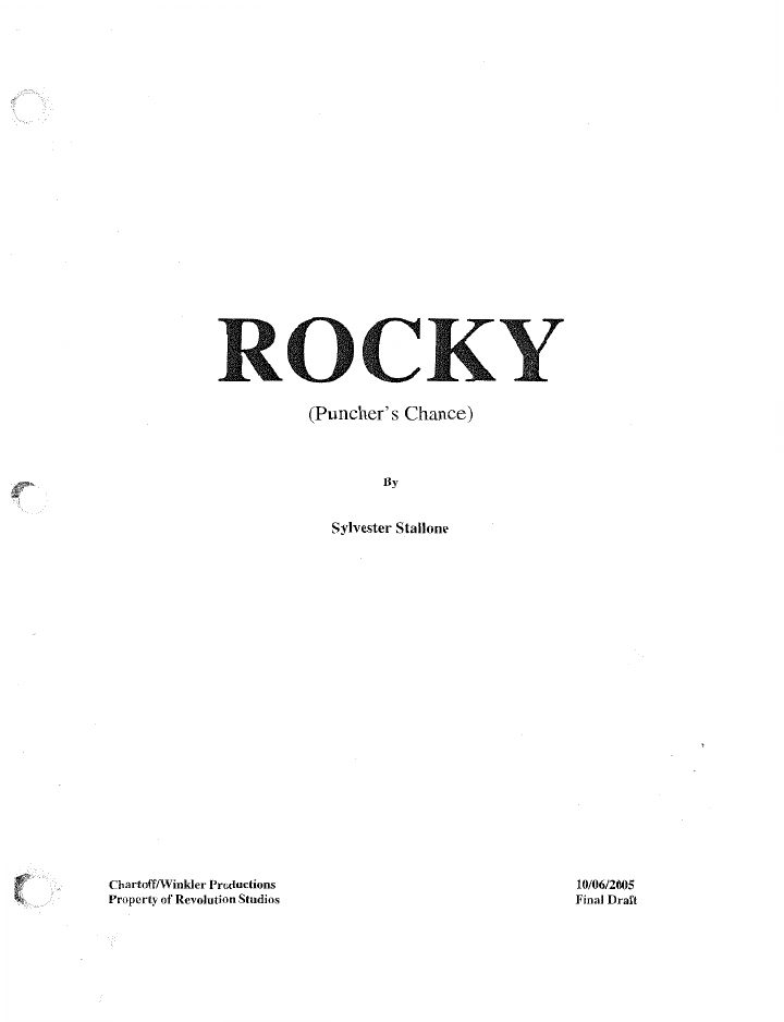 Rocky Balboa screenplay first page