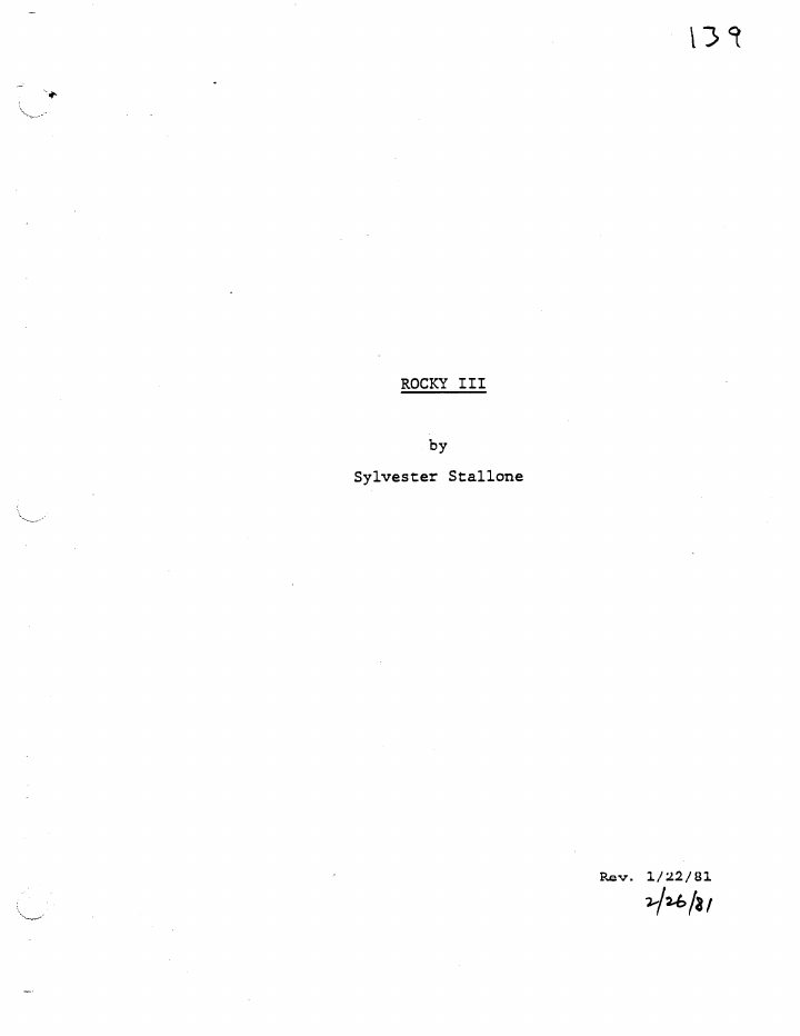 Rocky III screenplay first page