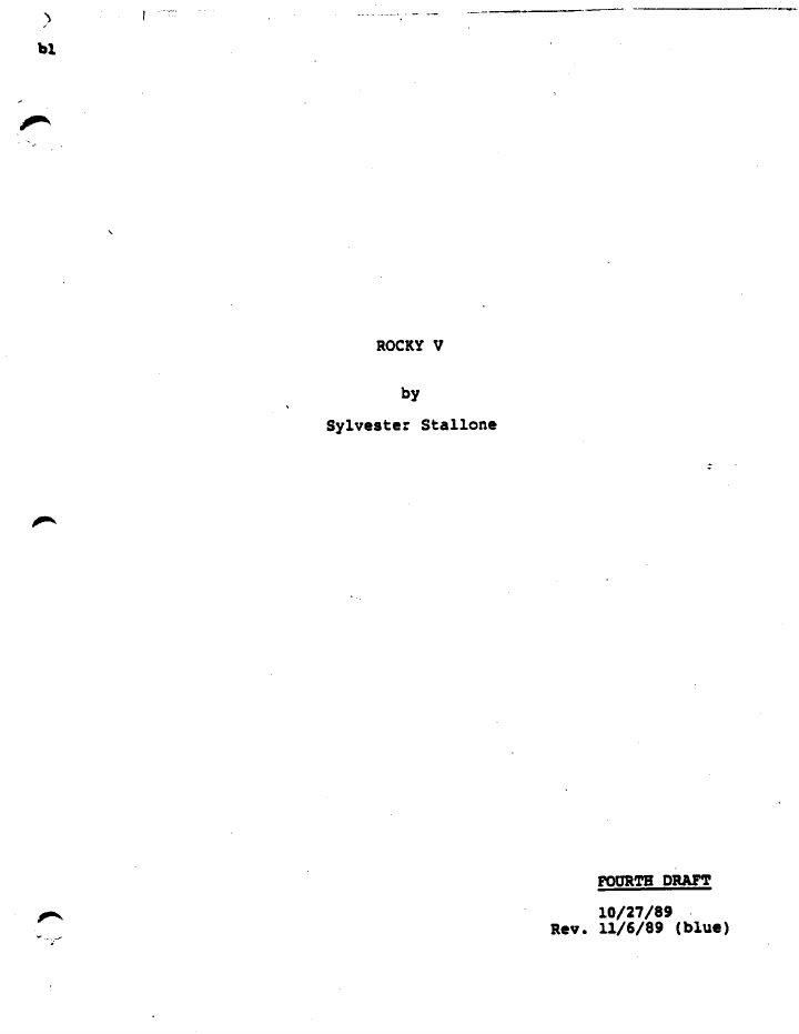 Rocky V screenplay first page