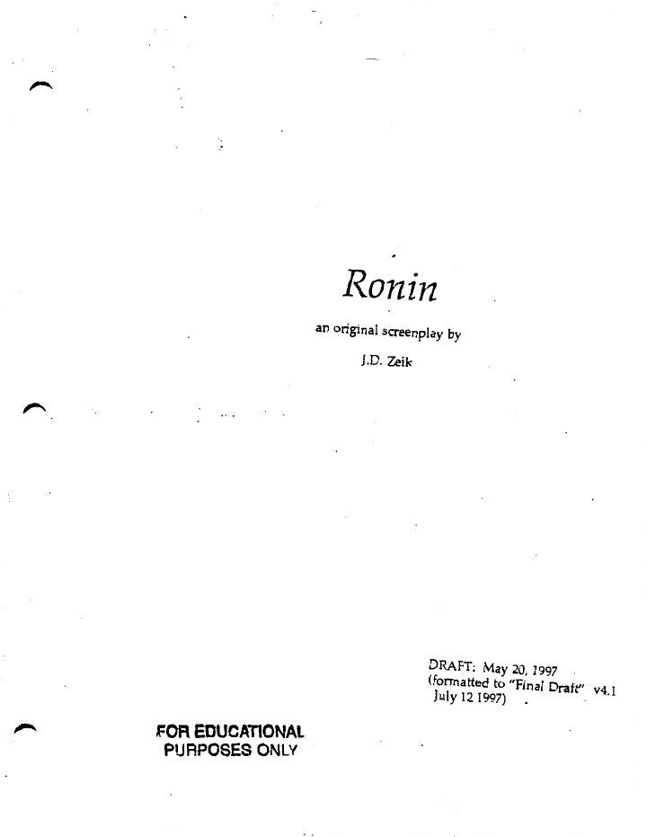 Ronin screenplay first page