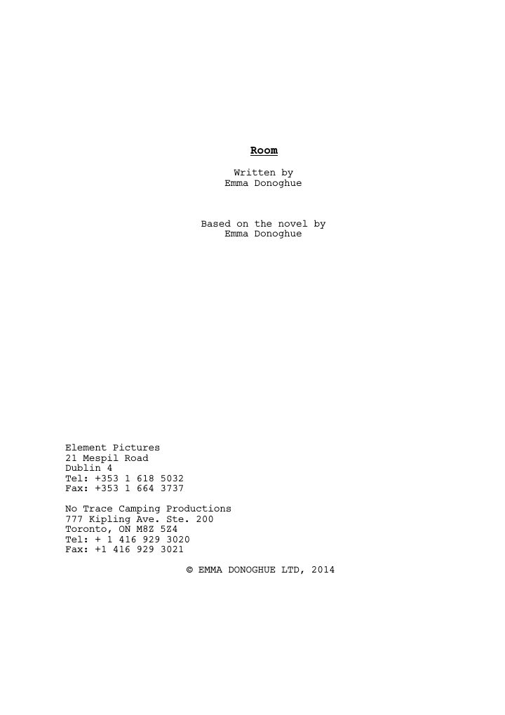 Room screenplay first page