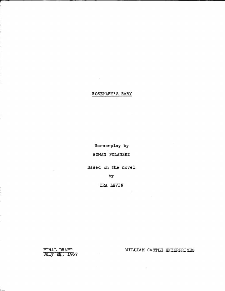 Rosemary's Baby screenplay first page