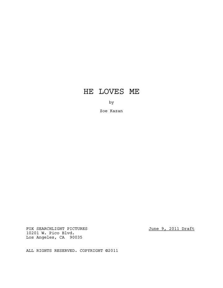 Ruby Sparks screenplay first page