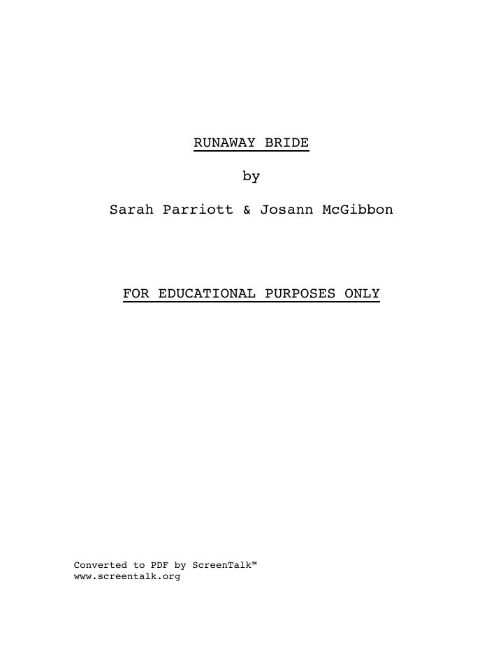 Runaway Bride screenplay first page