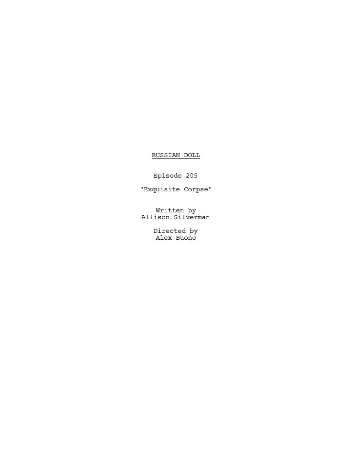 Russian Doll: 205: Exquisite Corpse screenplay first page
