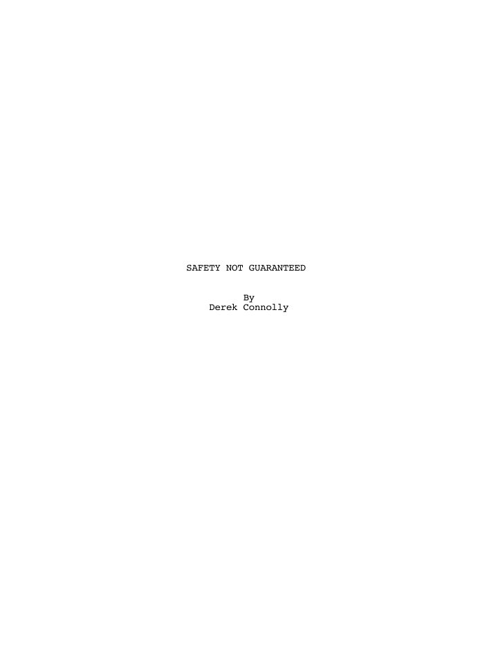 Safety Not Guaranteed screenplay first page