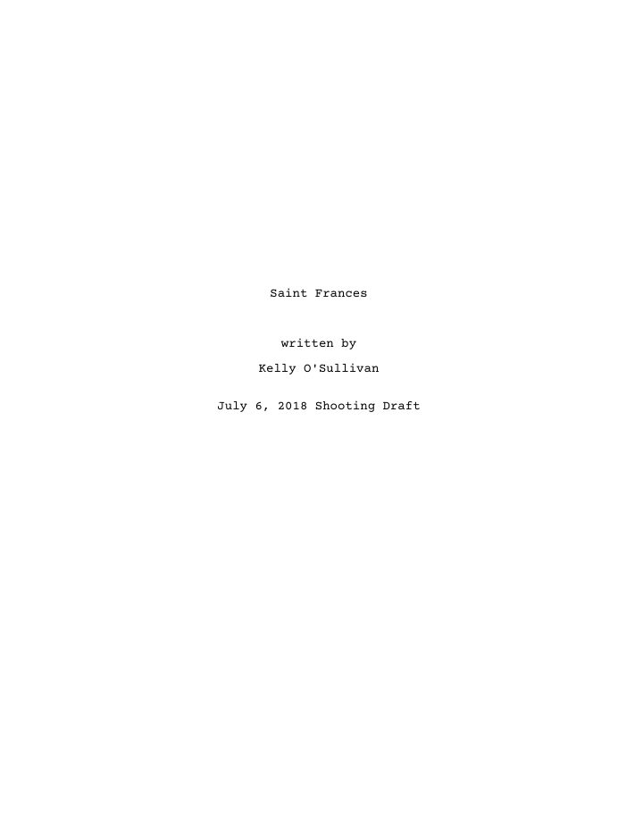 Saint Frances screenplay first page