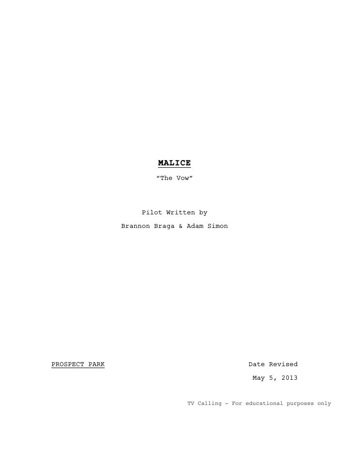 Salem: 101: The Vow screenplay first page