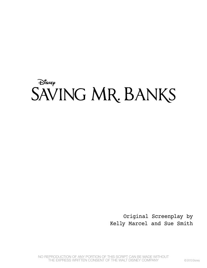 Saving Mr. Banks screenplay first page