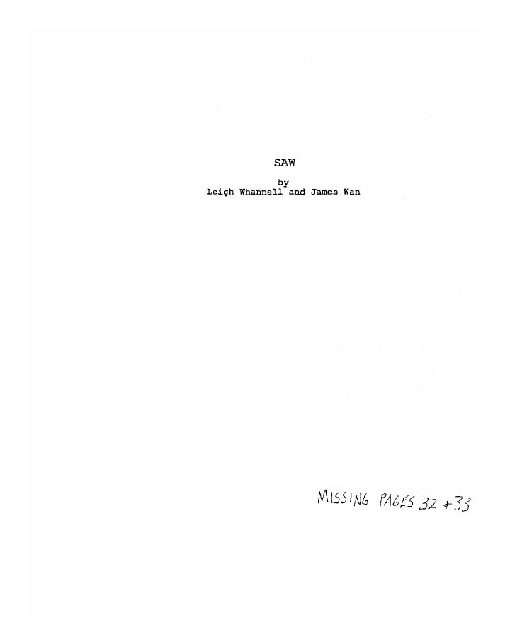 Saw screenplay first page