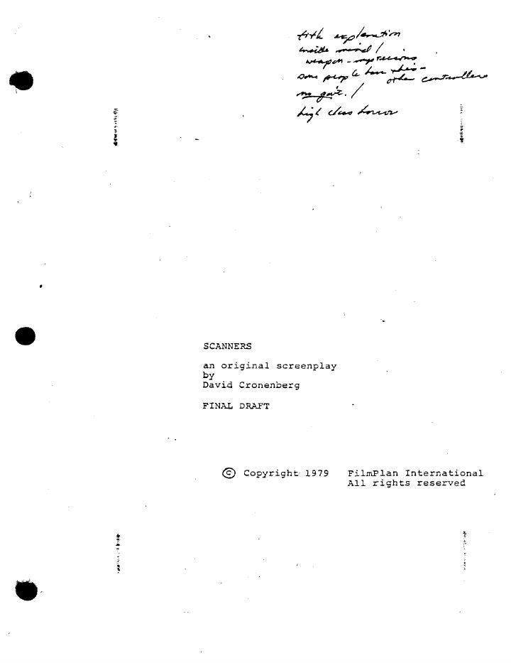 Scanners screenplay first page