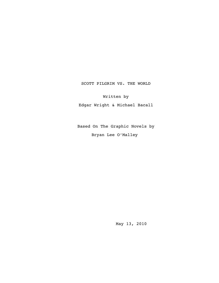 Scott Pilgrim vs. the World screenplay first page