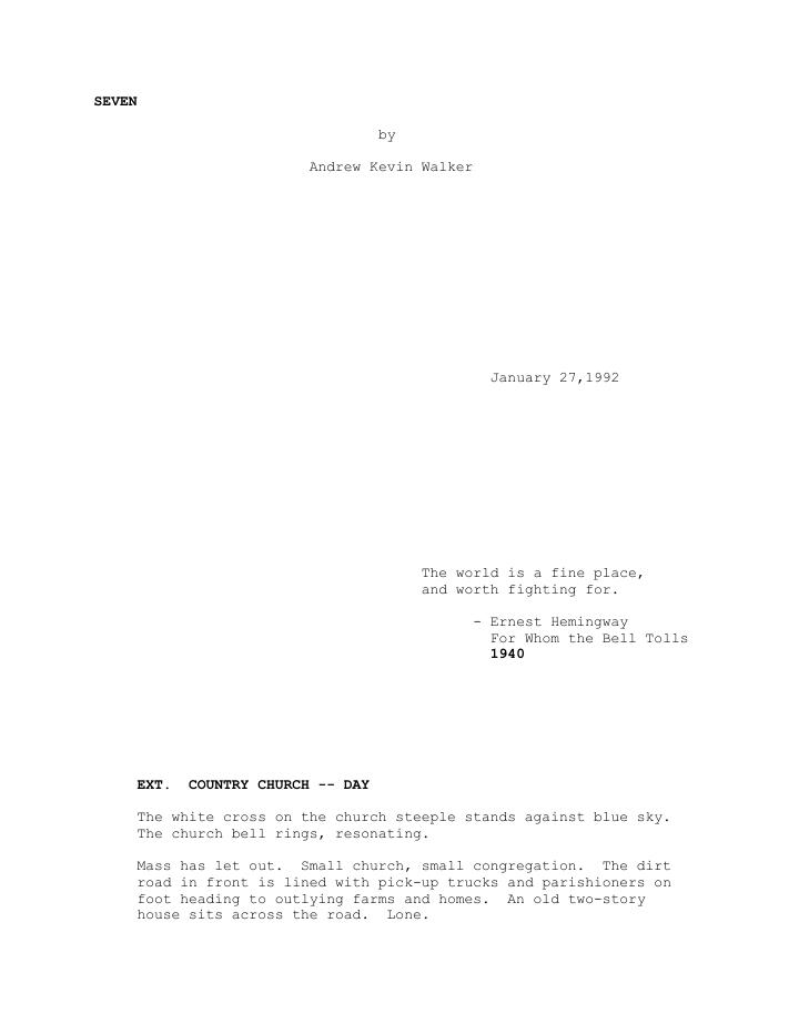 Se7en (1995) screenplay PDF first page
