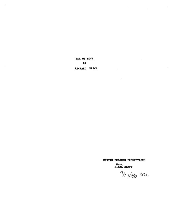 Sea of Love screenplay first page