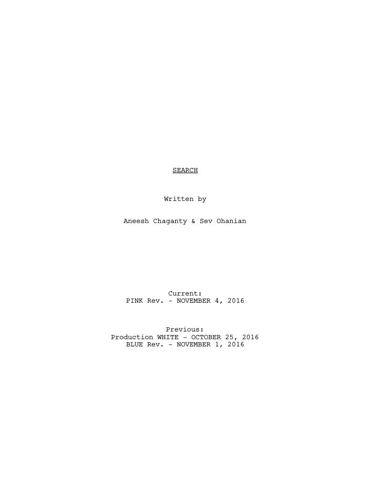 Searching screenplay first page