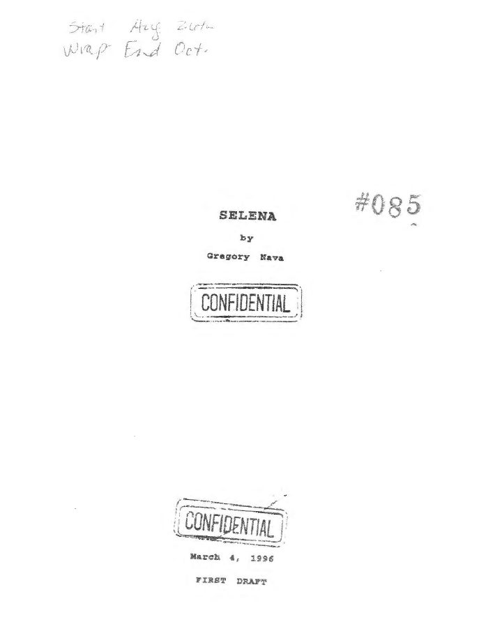Selena screenplay first page