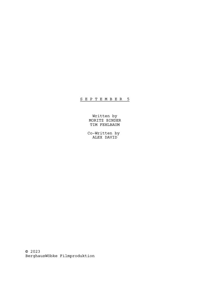 September 5 screenplay first page