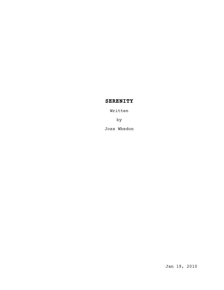 Serenity screenplay first page