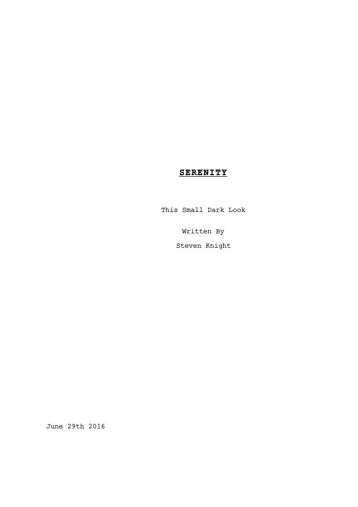 Serenity screenplay first page