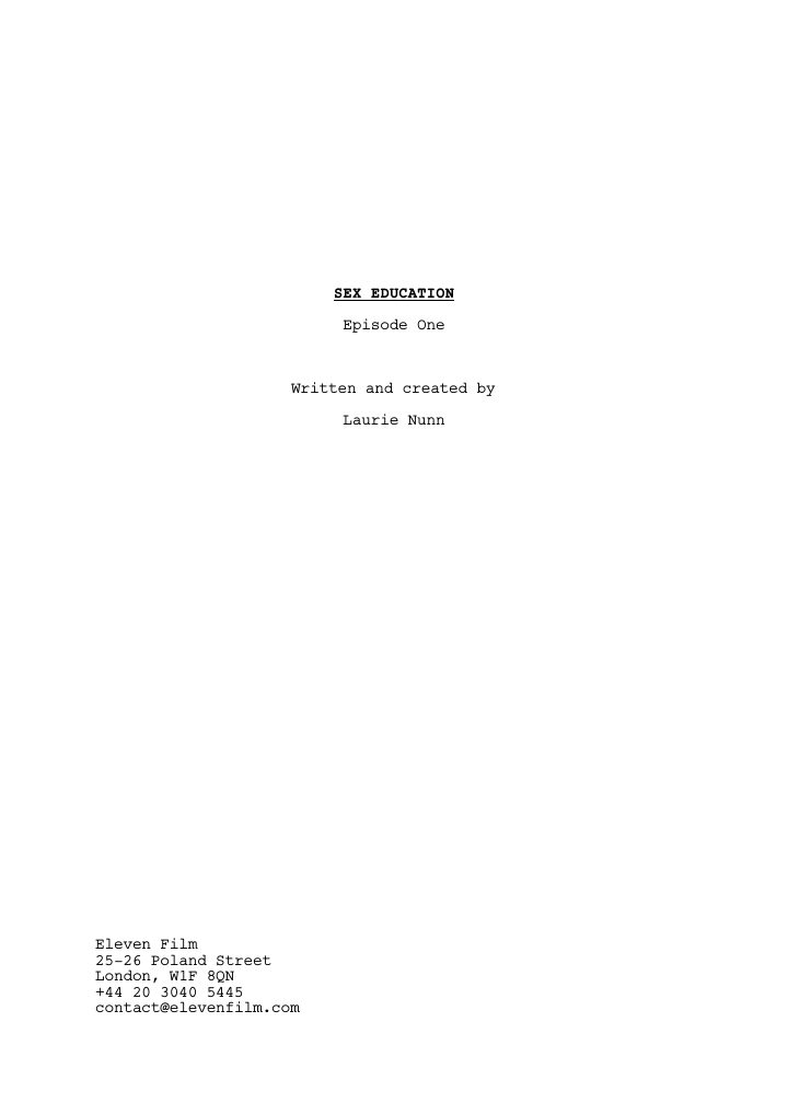 Sex Education: 101: Episode #1.1 screenplay first page