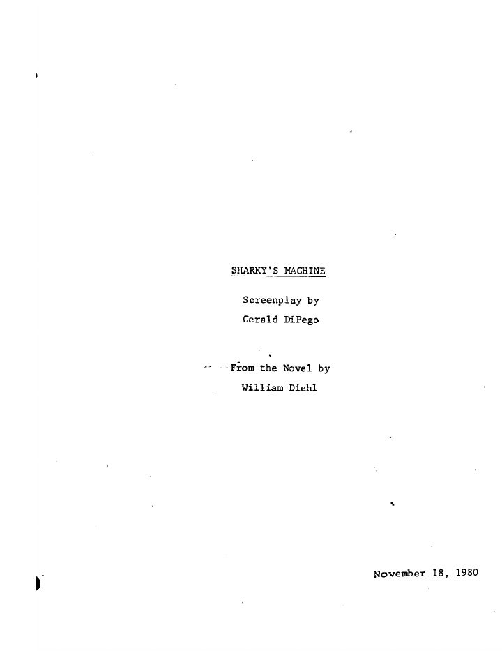 Sharky's Machine screenplay first page