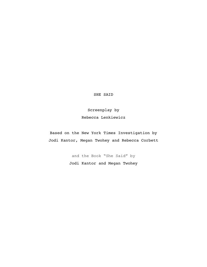 She Said screenplay first page