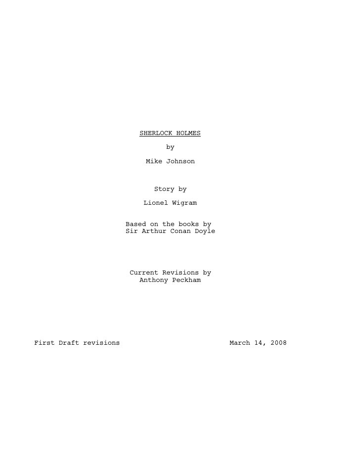 Sherlock Holmes screenplay first page