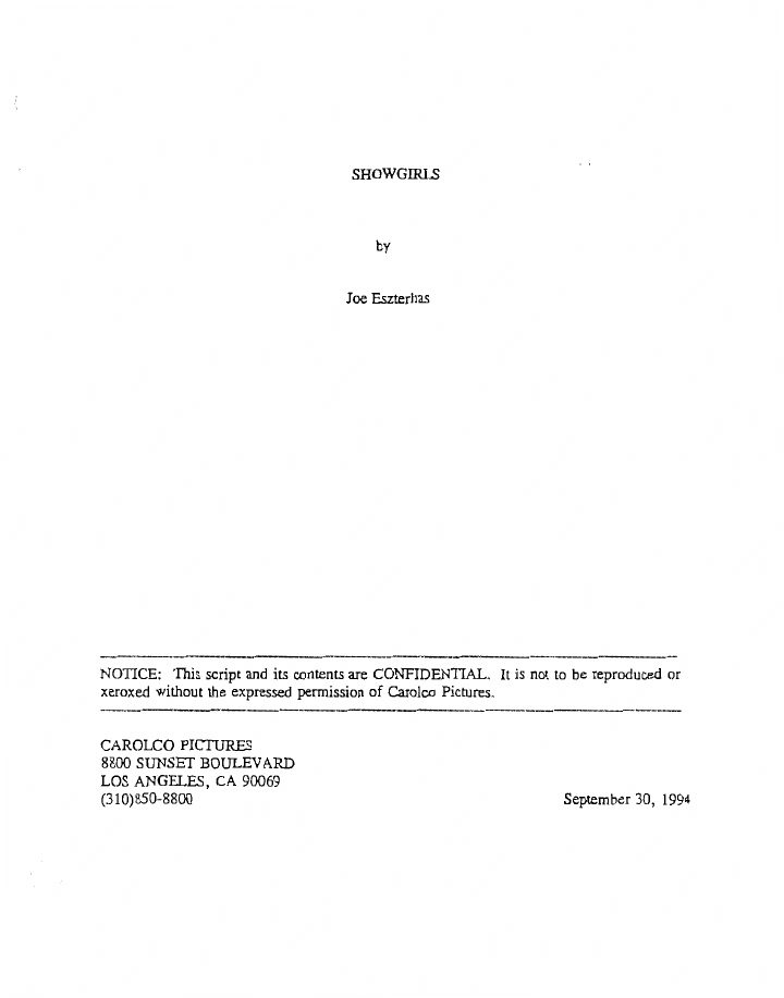 Showgirls screenplay first page