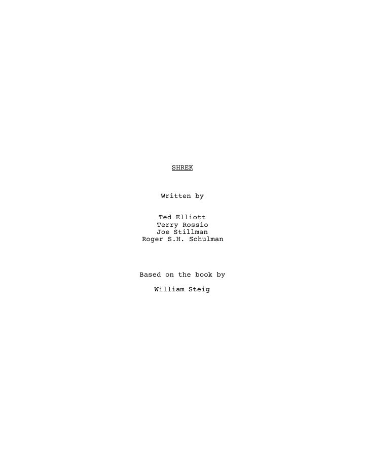 Shrek screenplay first page