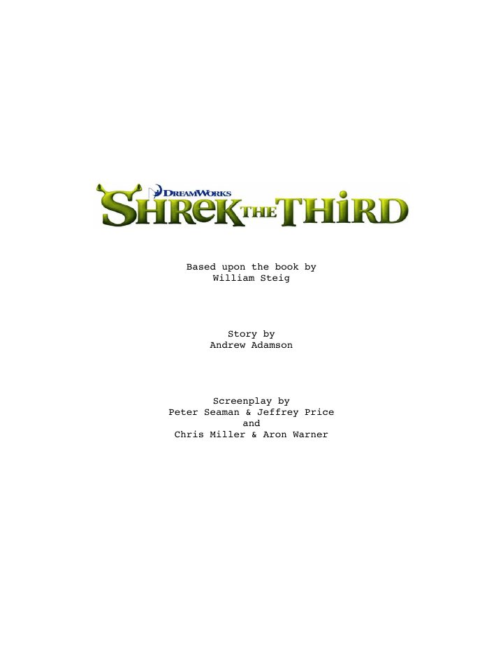 Shrek the Third screenplay first page