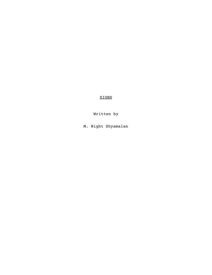 Signs screenplay first page