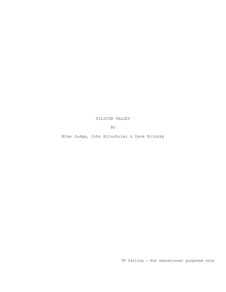 Silicon Valley: 101: Minimum Viable Product screenplay first page