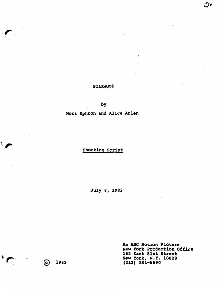 Silkwood screenplay first page
