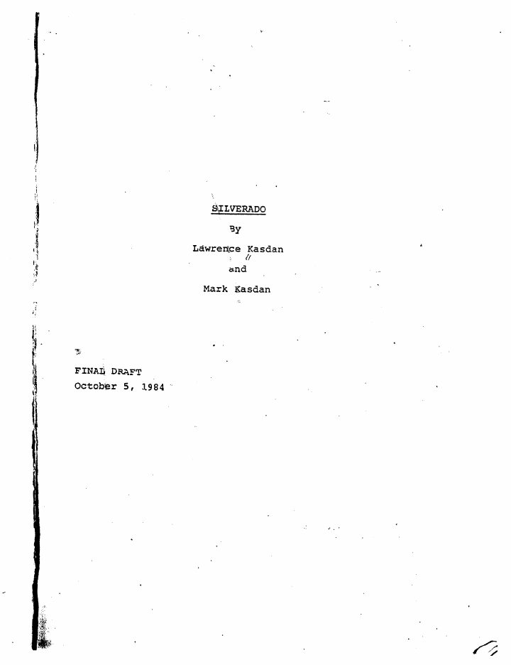 Silverado screenplay first page